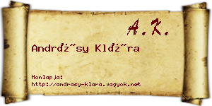 Andrásy Klára névjegykártya