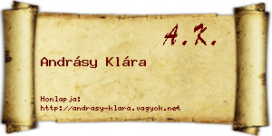Andrásy Klára névjegykártya